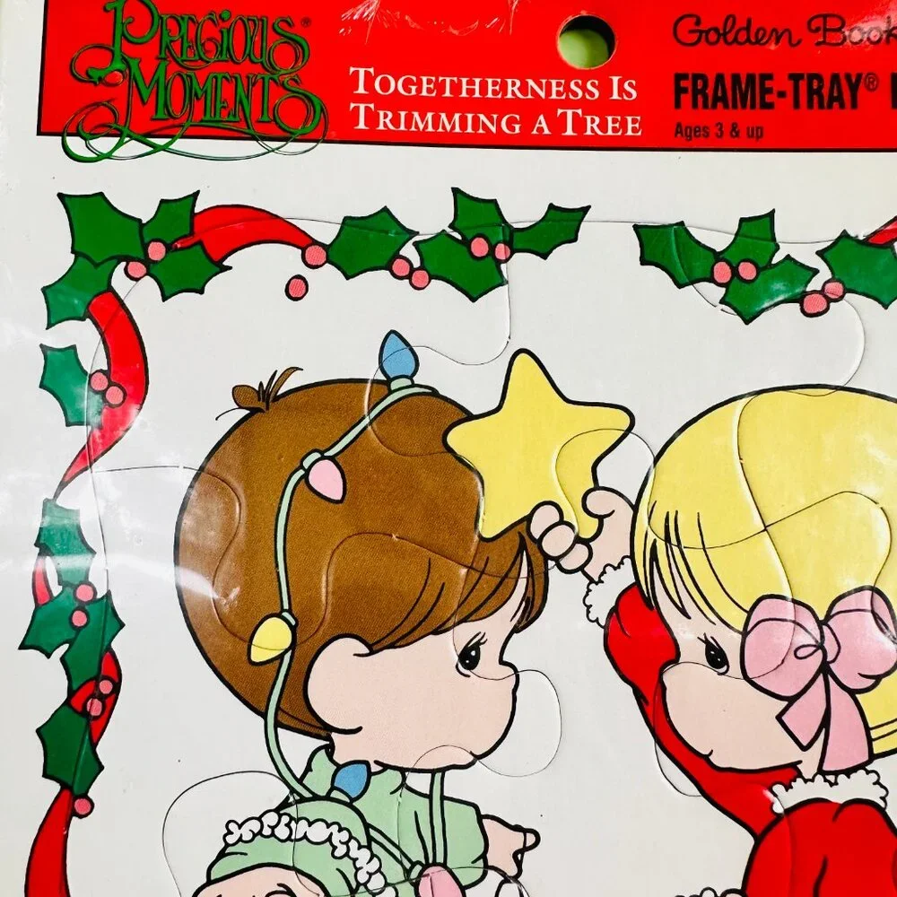 1997 Precious Moments Christmas Frame Tray Puzzle Sealed Golden Books